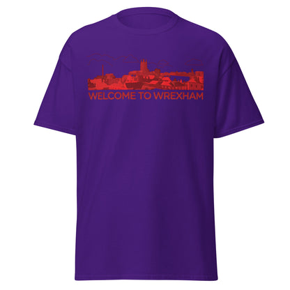 Welcome to Wrexham T-Shirt – Welsh City Skyline Tee - Purple - T-Shirts Online