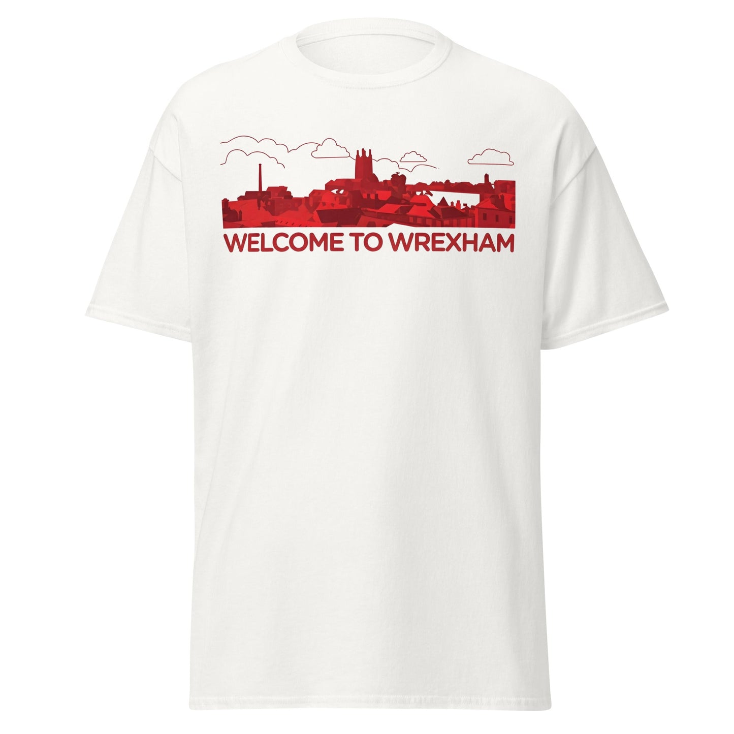 Welcome to Wrexham T-Shirt – Welsh City Skyline Tee - White - T-Shirts Online