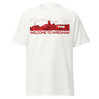 Welcome to Wrexham T-Shirt – Welsh City Skyline Tee - White - T-Shirts Online