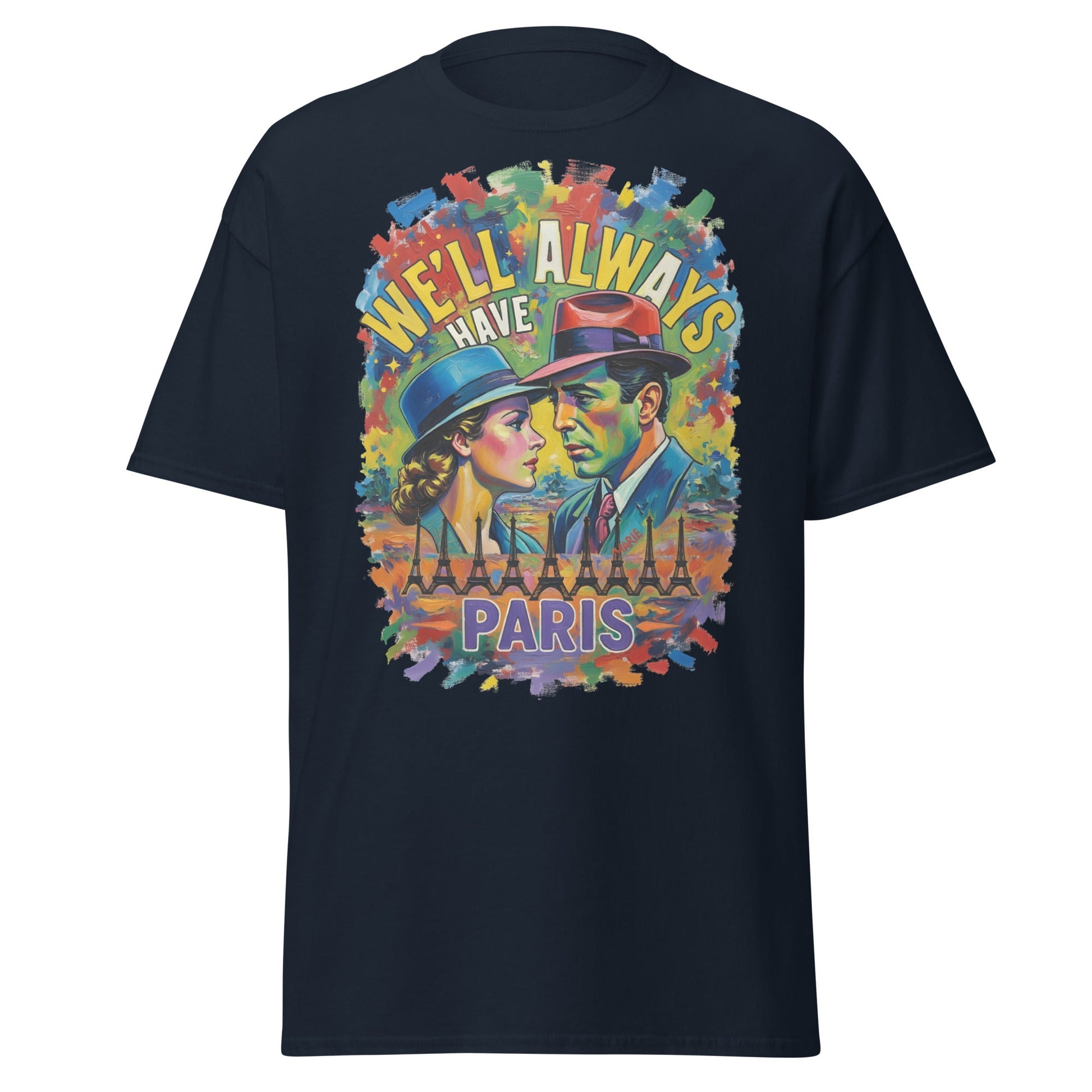 We'll Always Have Paris T-Shirt - Casablanca Movie Quote Tee - Navy - T-Shirts Online