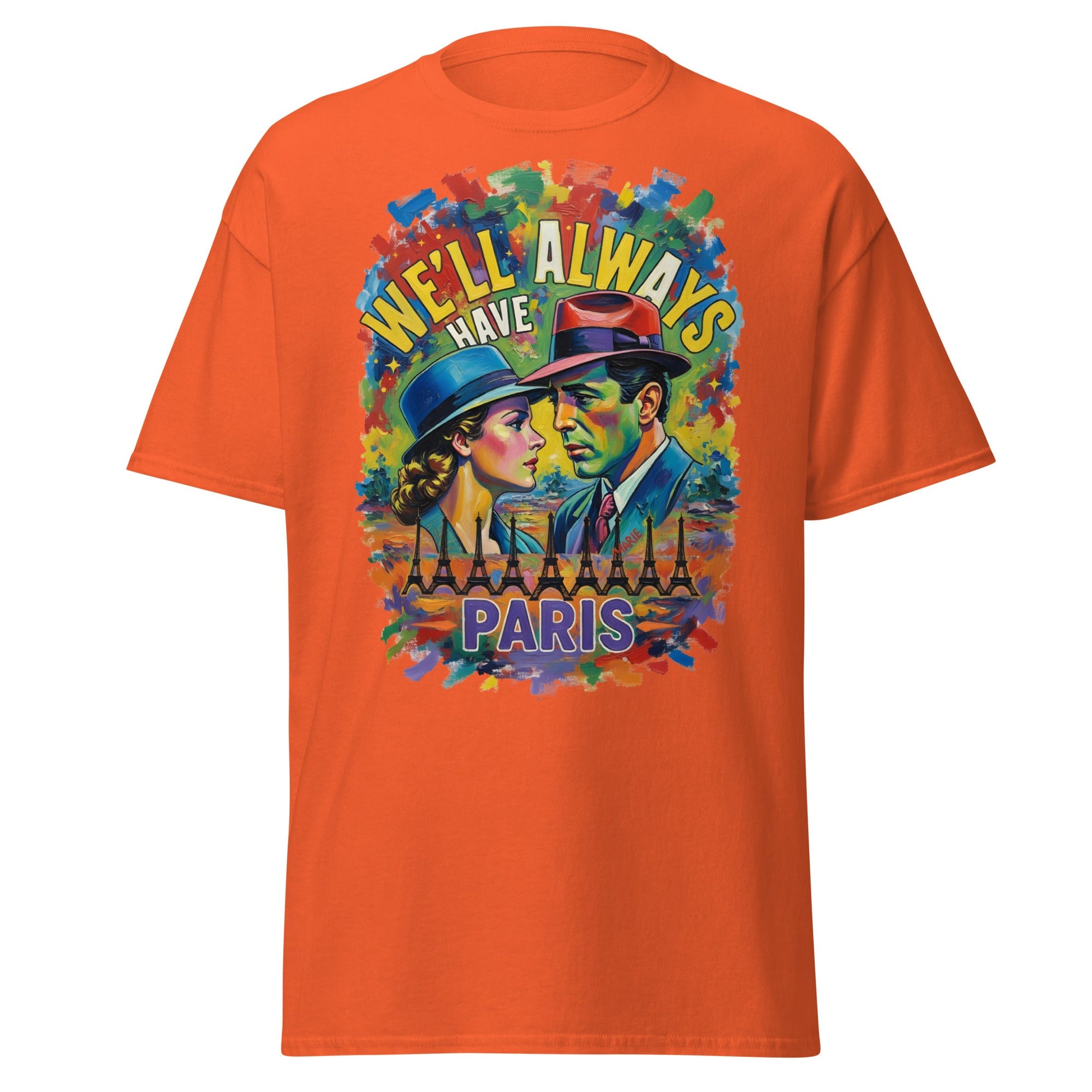 We'll Always Have Paris T-Shirt - Casablanca Movie Quote Tee - Orange - T-Shirts Online