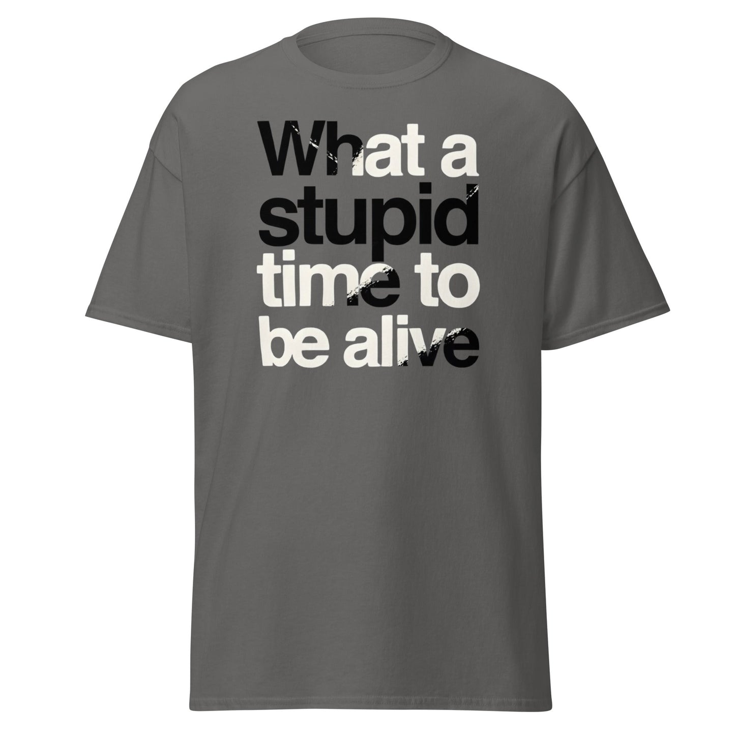 What a Stupid Time to Be Alive T-Shirt - Funny Sarcastic Tee - Charcoal - T-Shirts Online