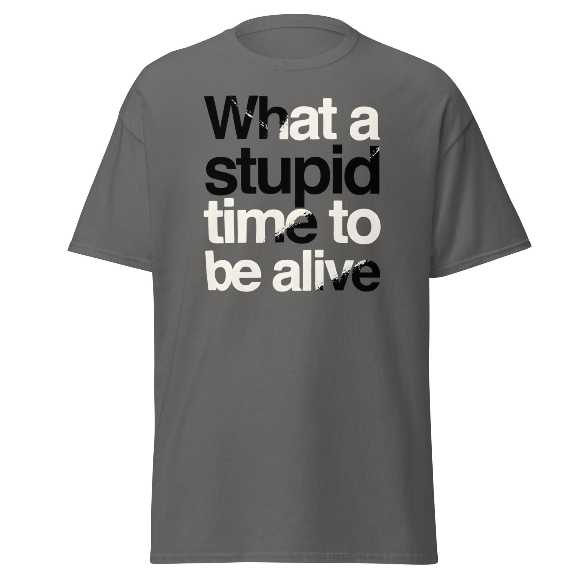 What a Stupid Time to Be Alive T-Shirt - Funny Sarcastic Tee - Charcoal - T-Shirts Online