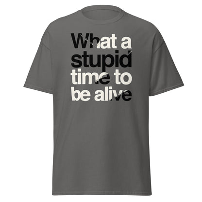 What a Stupid Time to Be Alive T-Shirt - Funny Sarcastic Tee - Charcoal - T-Shirts Online