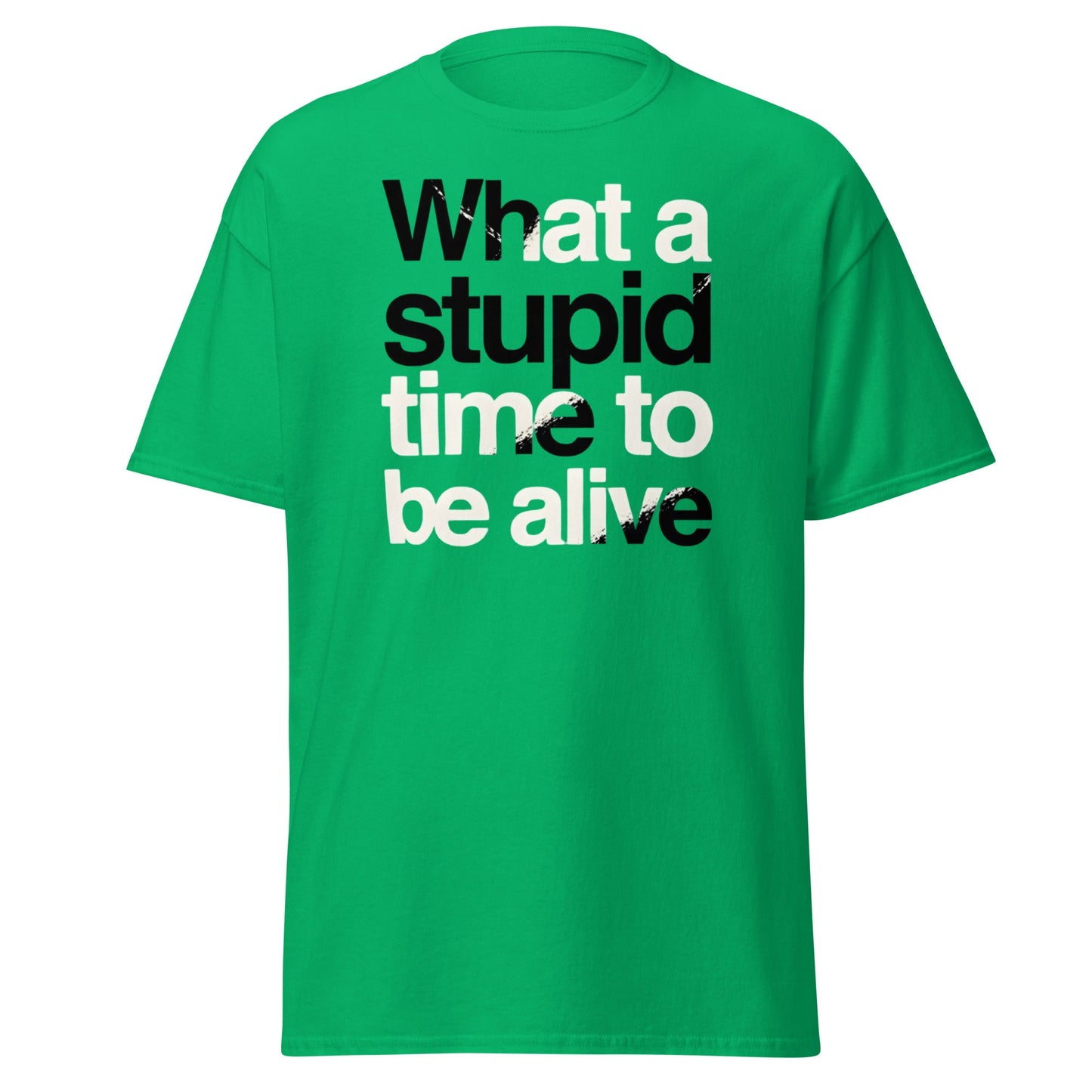 What a Stupid Time to Be Alive T-Shirt - Funny Sarcastic Tee - Irish Green - T-Shirts Online