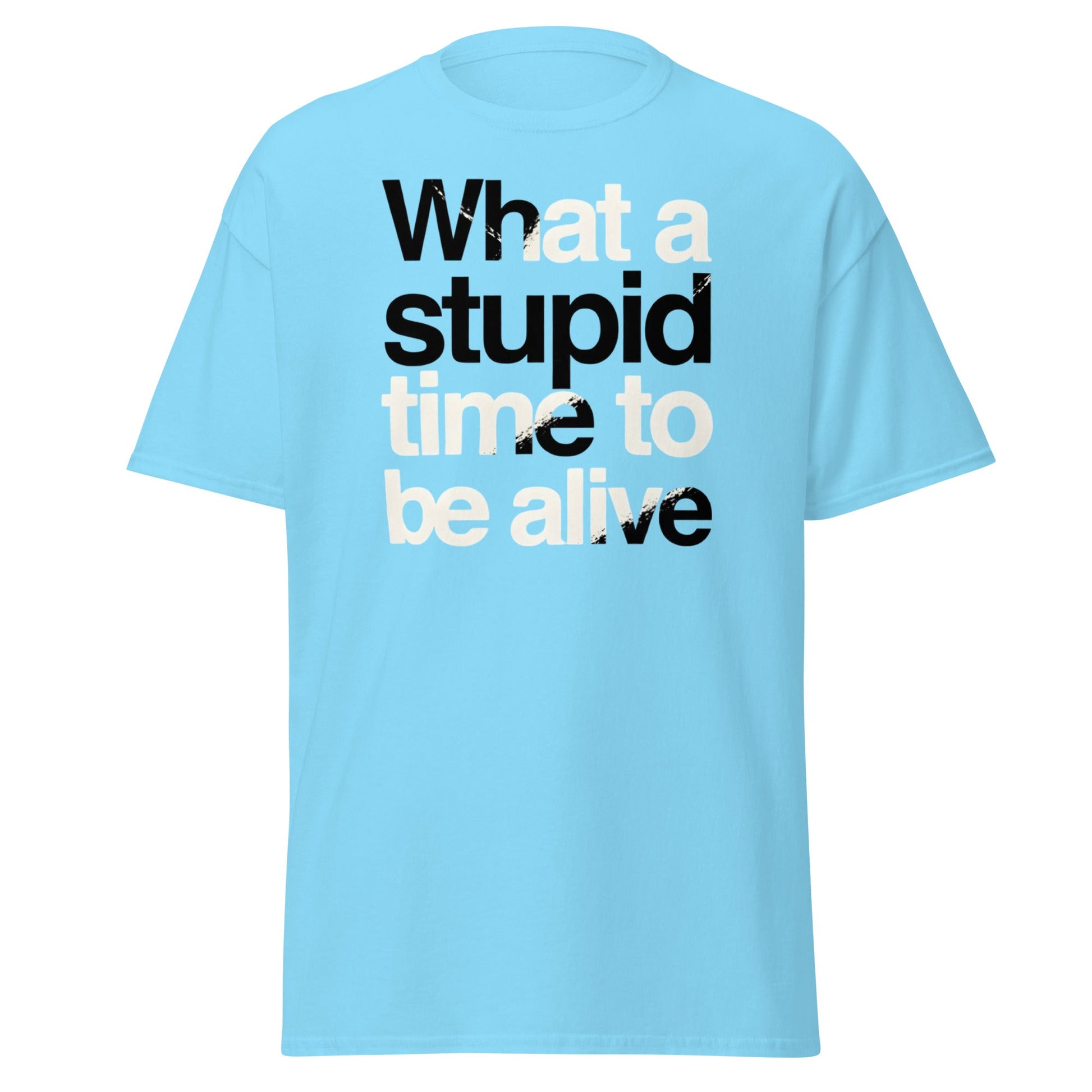What a Stupid Time to Be Alive T-Shirt - Funny Sarcastic Tee - Sky - T-Shirts Online