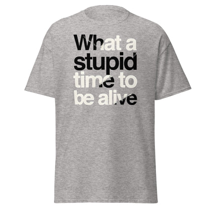 What a Stupid Time to Be Alive T-Shirt - Funny Sarcastic Tee - Sport Grey - T-Shirts Online