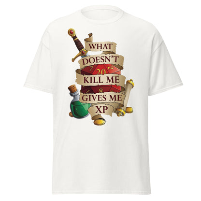 What Doesn't Kill Me Gives Me XP Funny RPG Gamer T-Shirt - White - T-Shirts Online