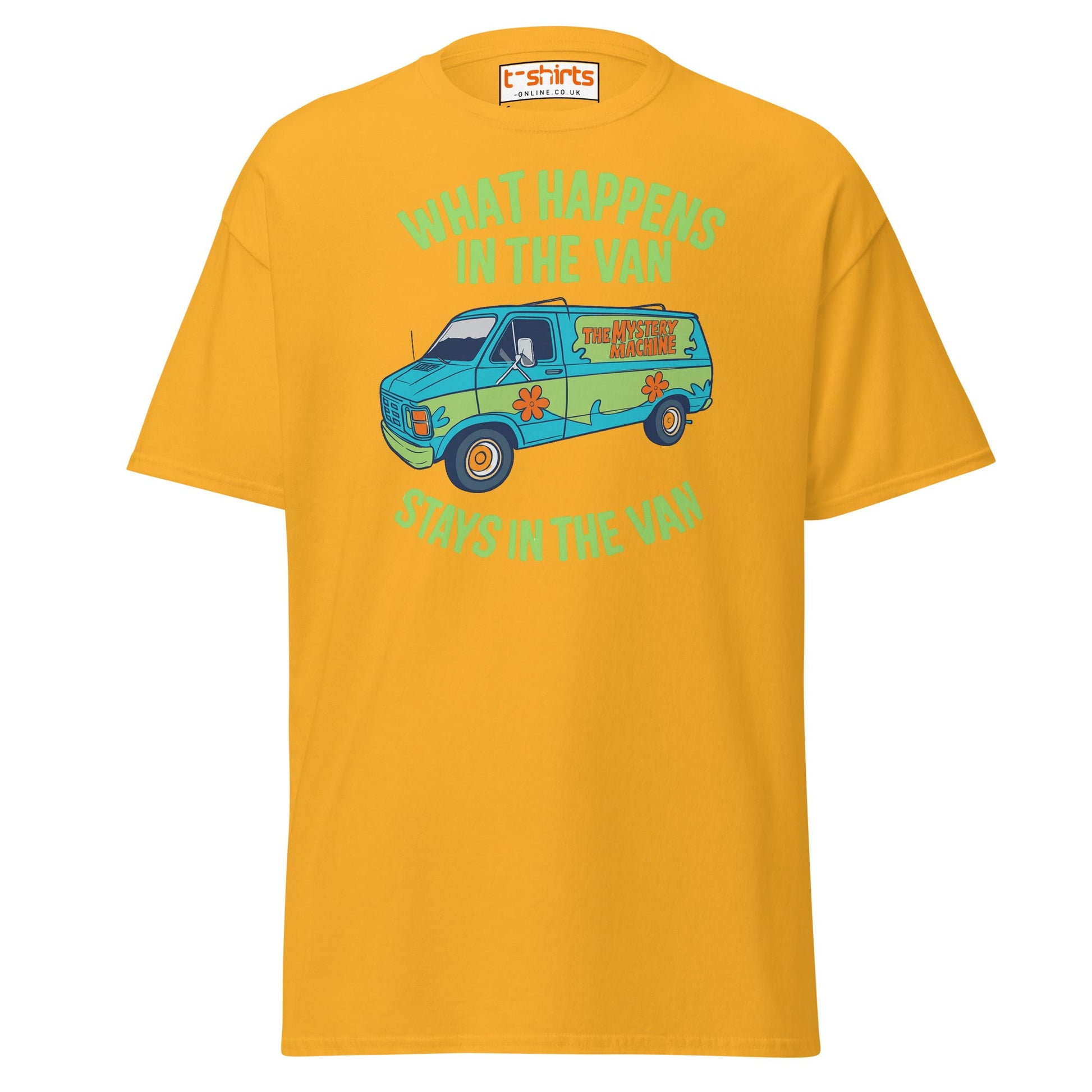 What Happens in the Van T-Shirt – Funny Retro Tee - Gold - T-Shirts Online