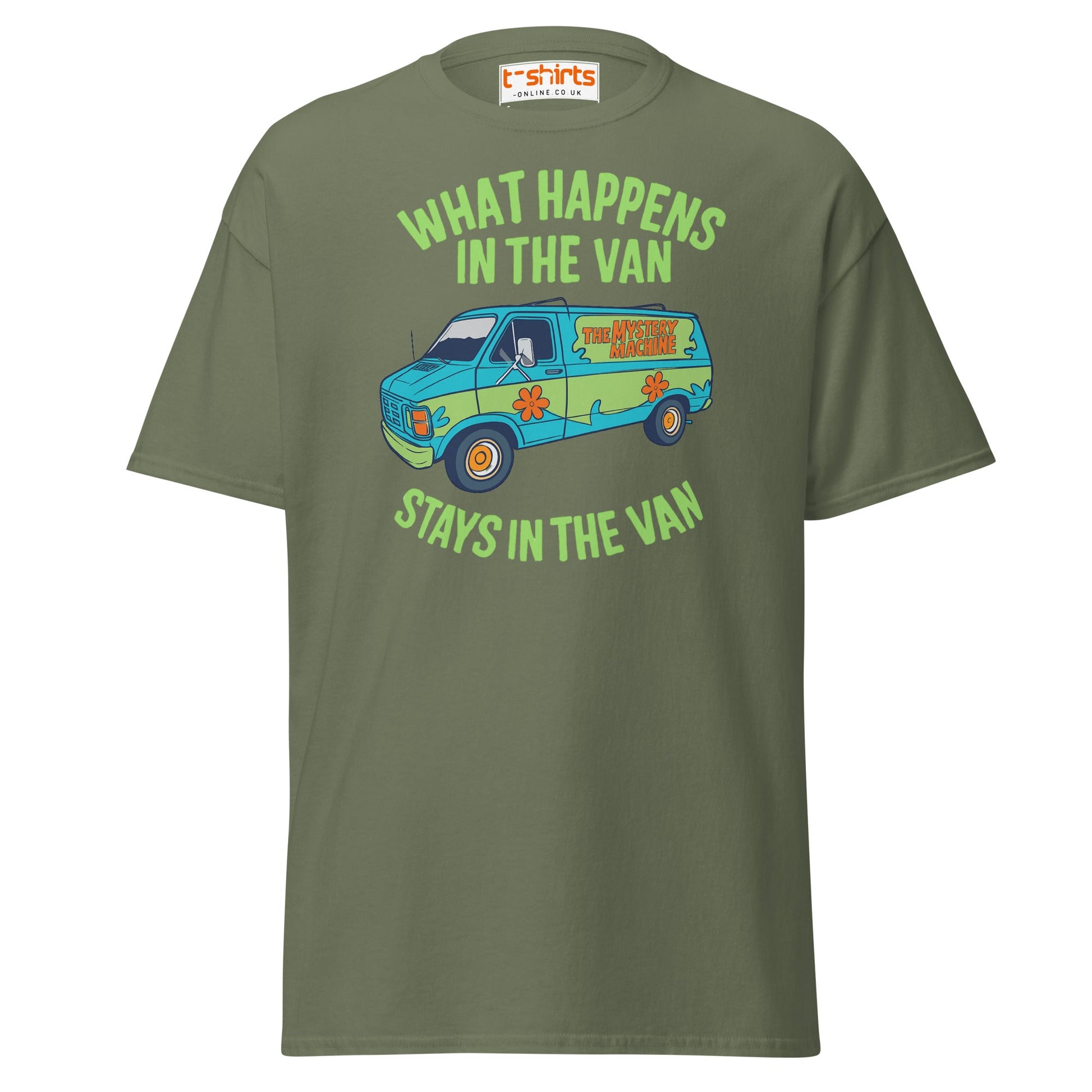 What Happens in the Van T-Shirt – Funny Retro Tee - Military Green - T-Shirts Online