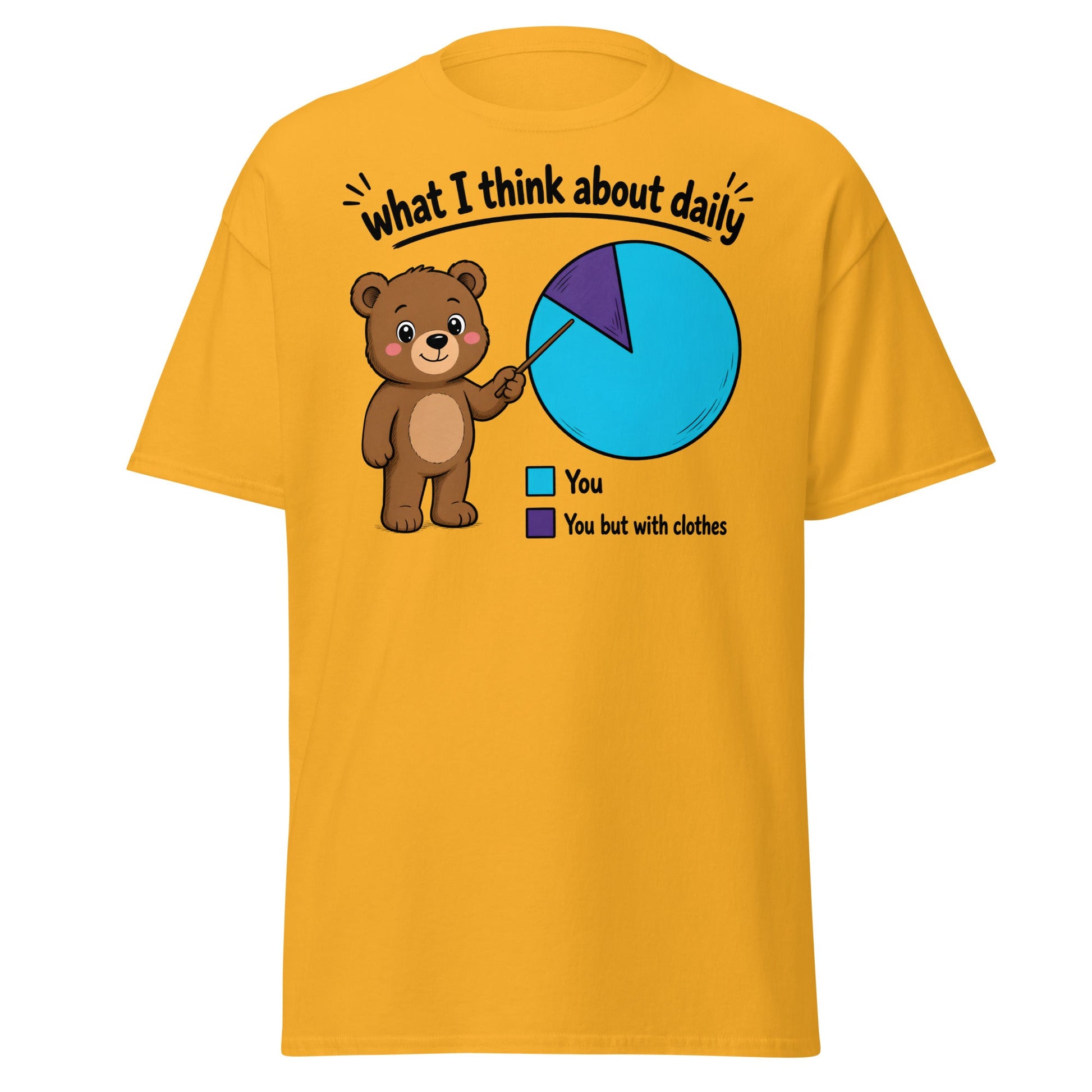 What I Think About Daily Funny Bear Pie Chart Tee - Gold - T-Shirts Online