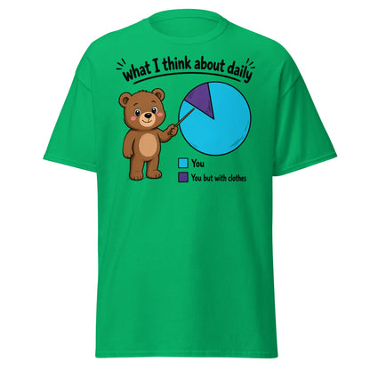 What I Think About Daily Funny Bear Pie Chart Tee - Irish Green - T-Shirts Online