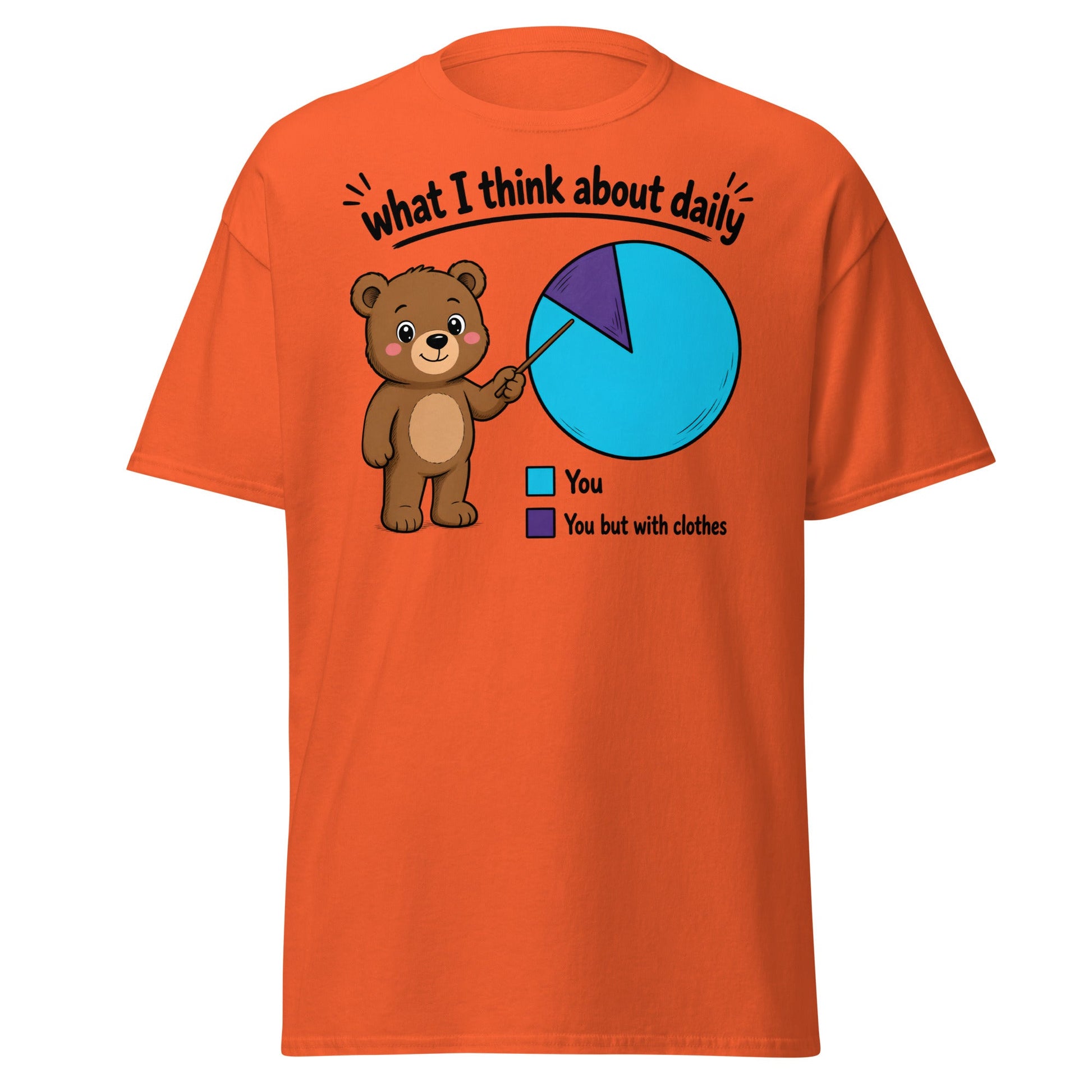 What I Think About Daily Funny Bear Pie Chart Tee - Orange - T-Shirts Online