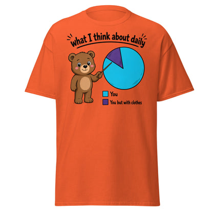 What I Think About Daily Funny Bear Pie Chart Tee - Orange - T-Shirts Online