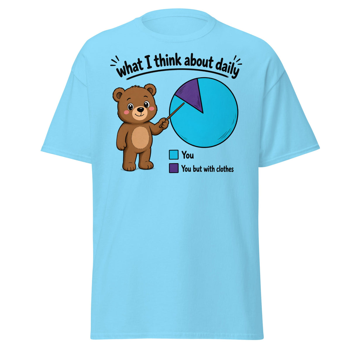 What I Think About Daily Funny Bear Pie Chart Tee - Sky - T-Shirts Online