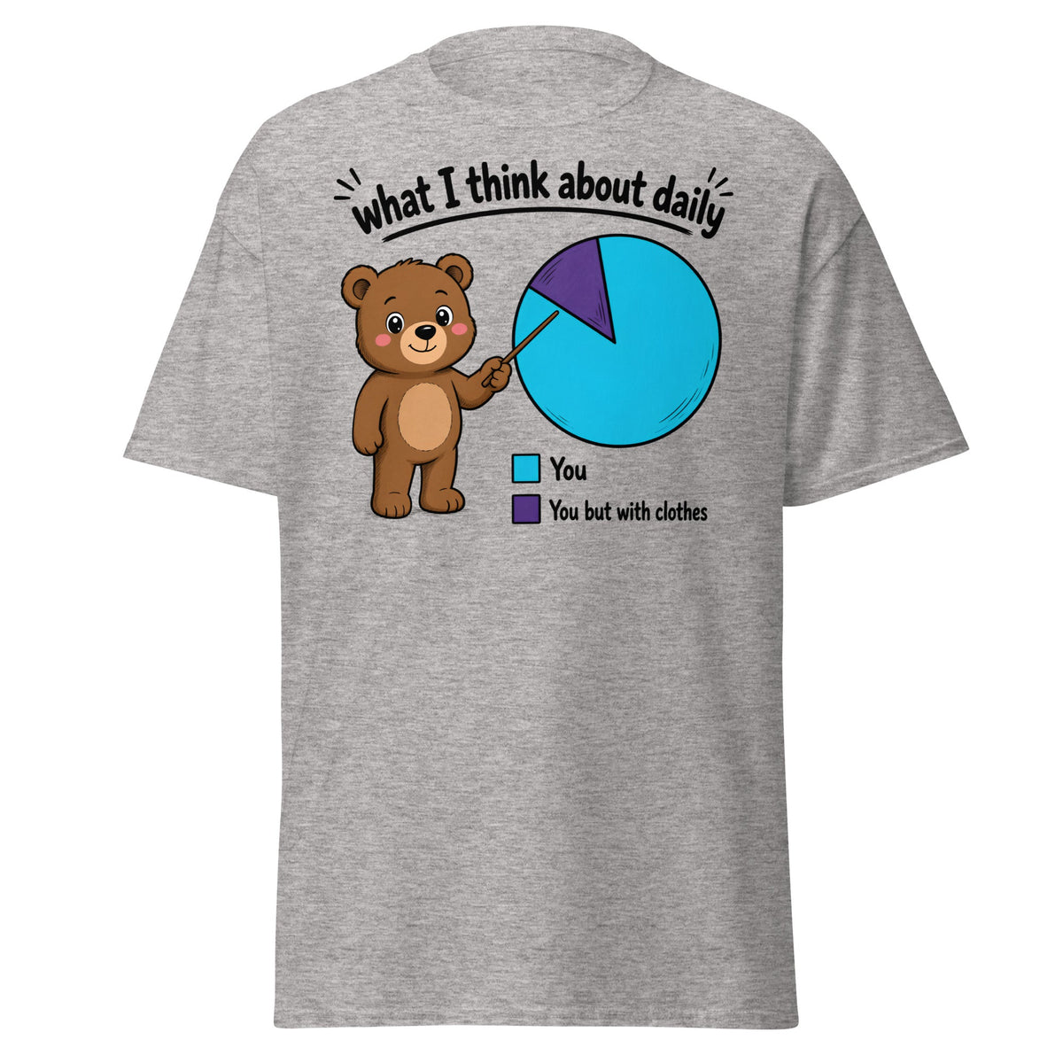 What I Think About Daily Funny Bear Pie Chart Tee - Sport Grey - T-Shirts Online