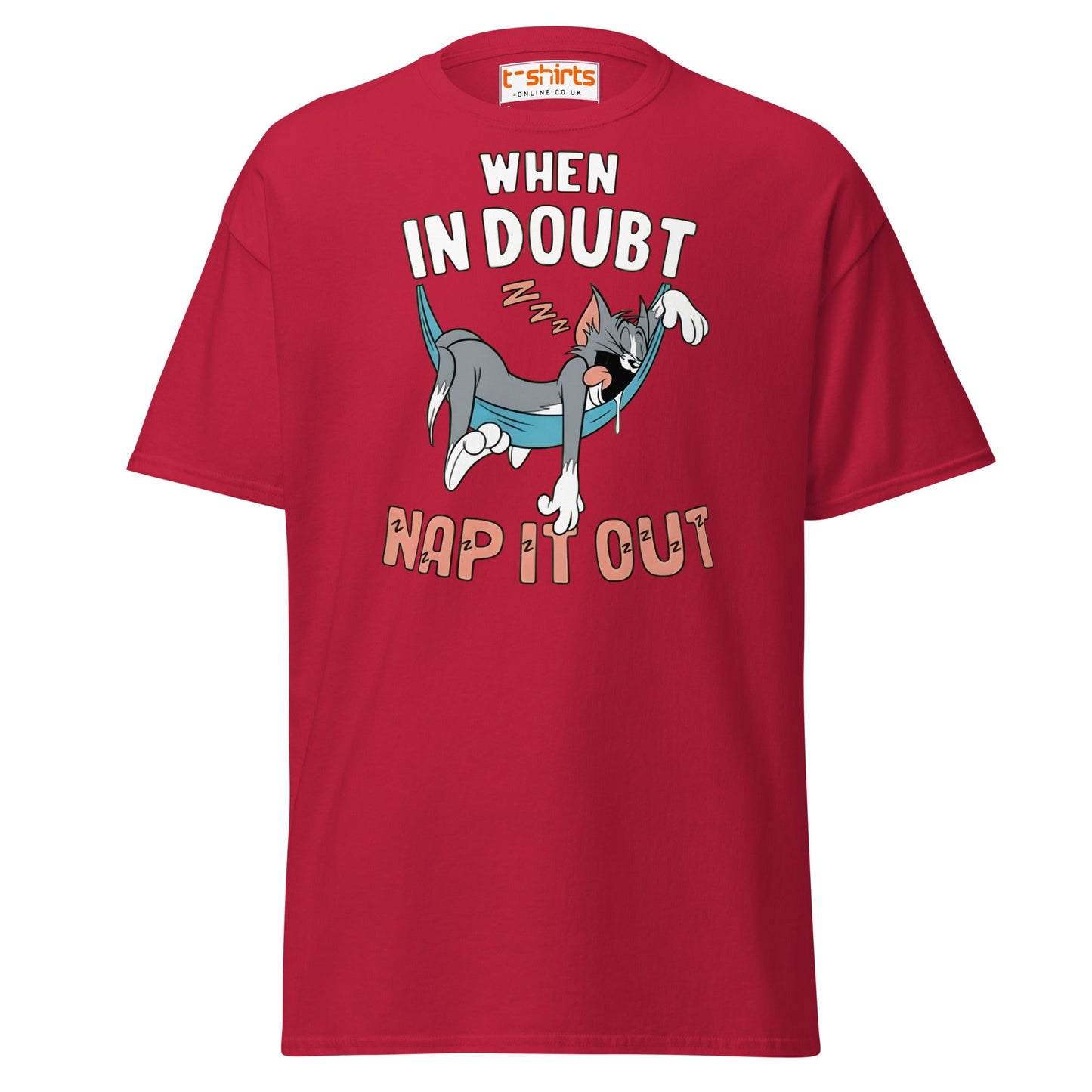 When in Doubt Nap It Out T-Shirt – Funny Lazy Cat Tee - Cardinal - T-Shirts Online