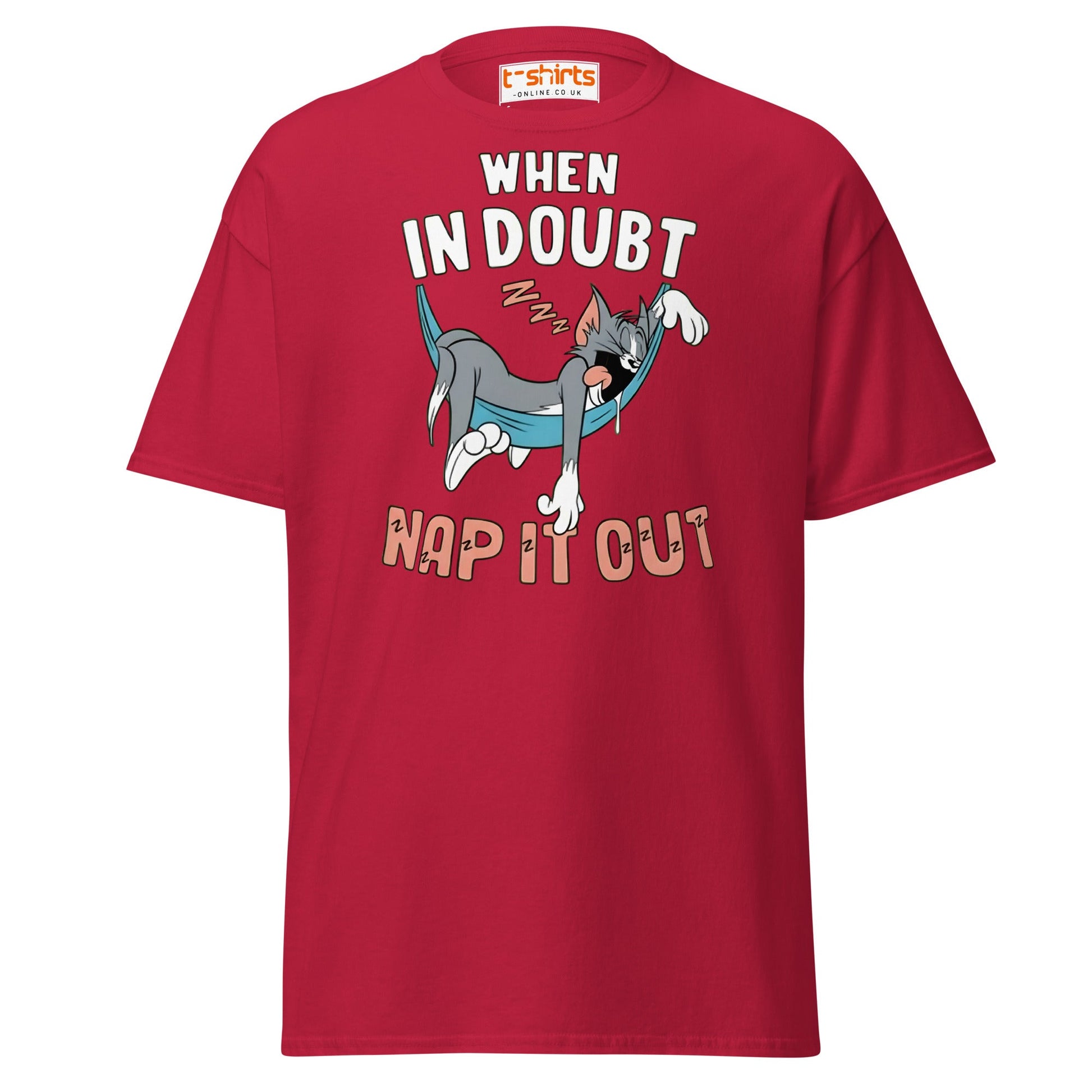 When in Doubt Nap It Out T-Shirt – Funny Lazy Cat Tee - Cardinal - T-Shirts Online