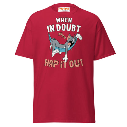 When in Doubt Nap It Out T-Shirt – Funny Lazy Cat Tee - Cardinal - T-Shirts Online
