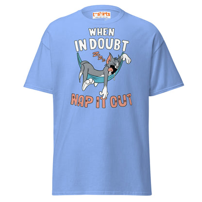 When in Doubt Nap It Out T-Shirt – Funny Lazy Cat Tee - Carolina Blue - T-Shirts Online