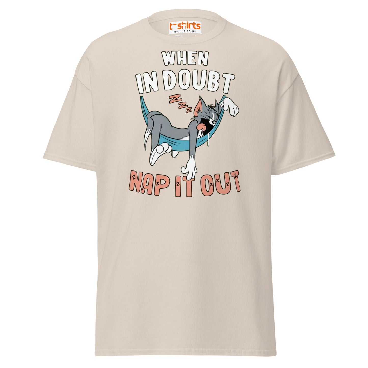 When in Doubt Nap It Out T-Shirt – Funny Lazy Cat Tee - Natural - T-Shirts Online