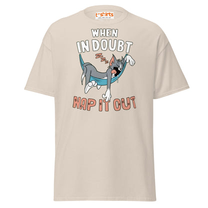 When in Doubt Nap It Out T-Shirt – Funny Lazy Cat Tee - Natural - T-Shirts Online