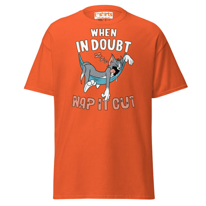 When in Doubt Nap It Out T-Shirt – Funny Lazy Cat Tee - Orange - T-Shirts Online