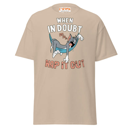 When in Doubt Nap It Out T-Shirt – Funny Lazy Cat Tee - Sand - T-Shirts Online
