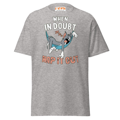 When in Doubt Nap It Out T-Shirt – Funny Lazy Cat Tee - Sport Grey - T-Shirts Online