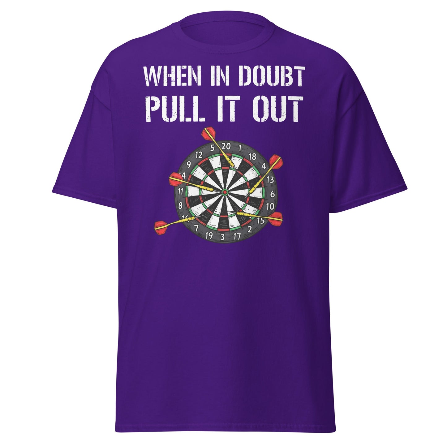 When In Doubt Pull It Out T-Shirt - Funny Darts Graphic Tee - Purple - T-Shirts Online