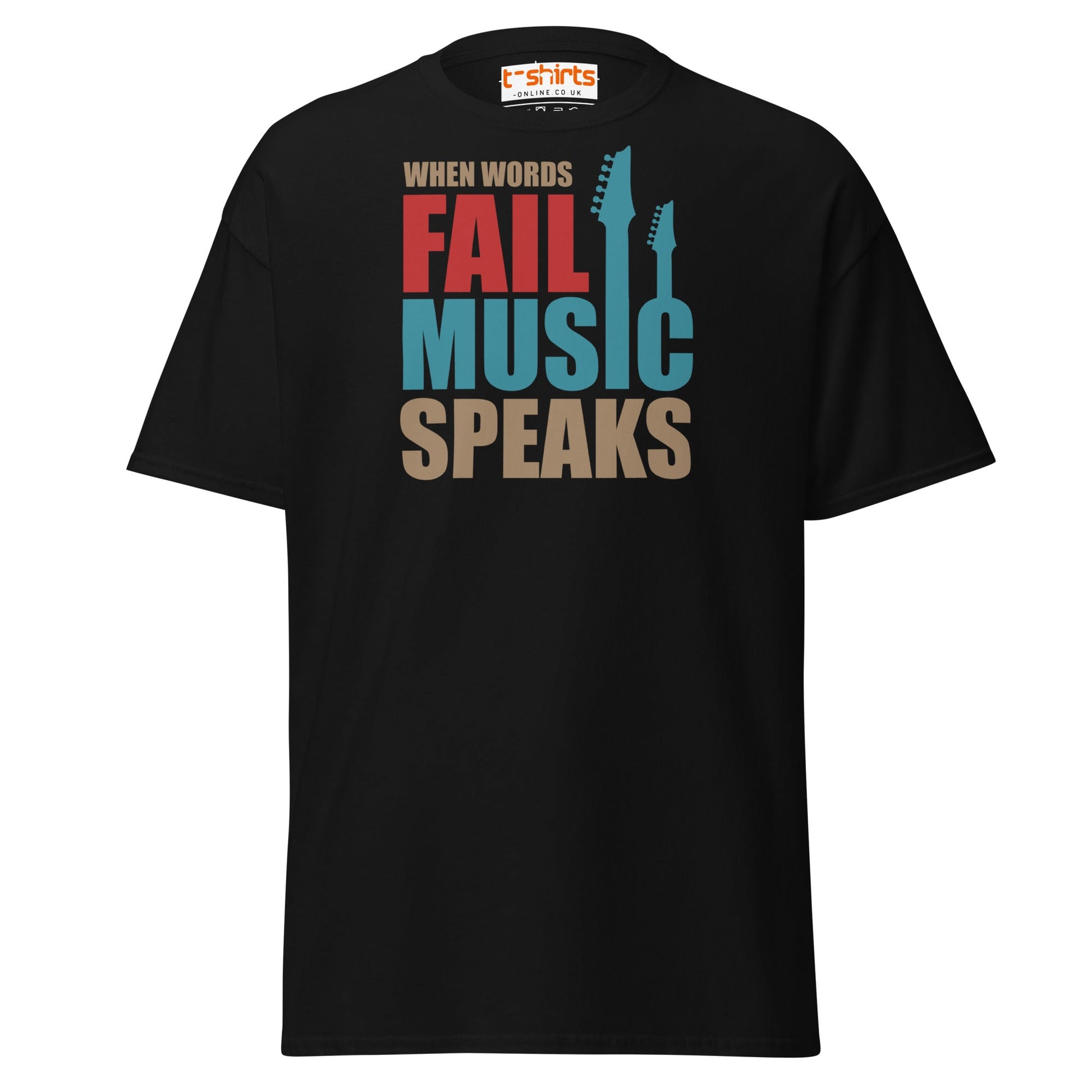 When Words Fail Music Speaks T-Shirt | Music Lover Tee - Black - T-Shirts Online