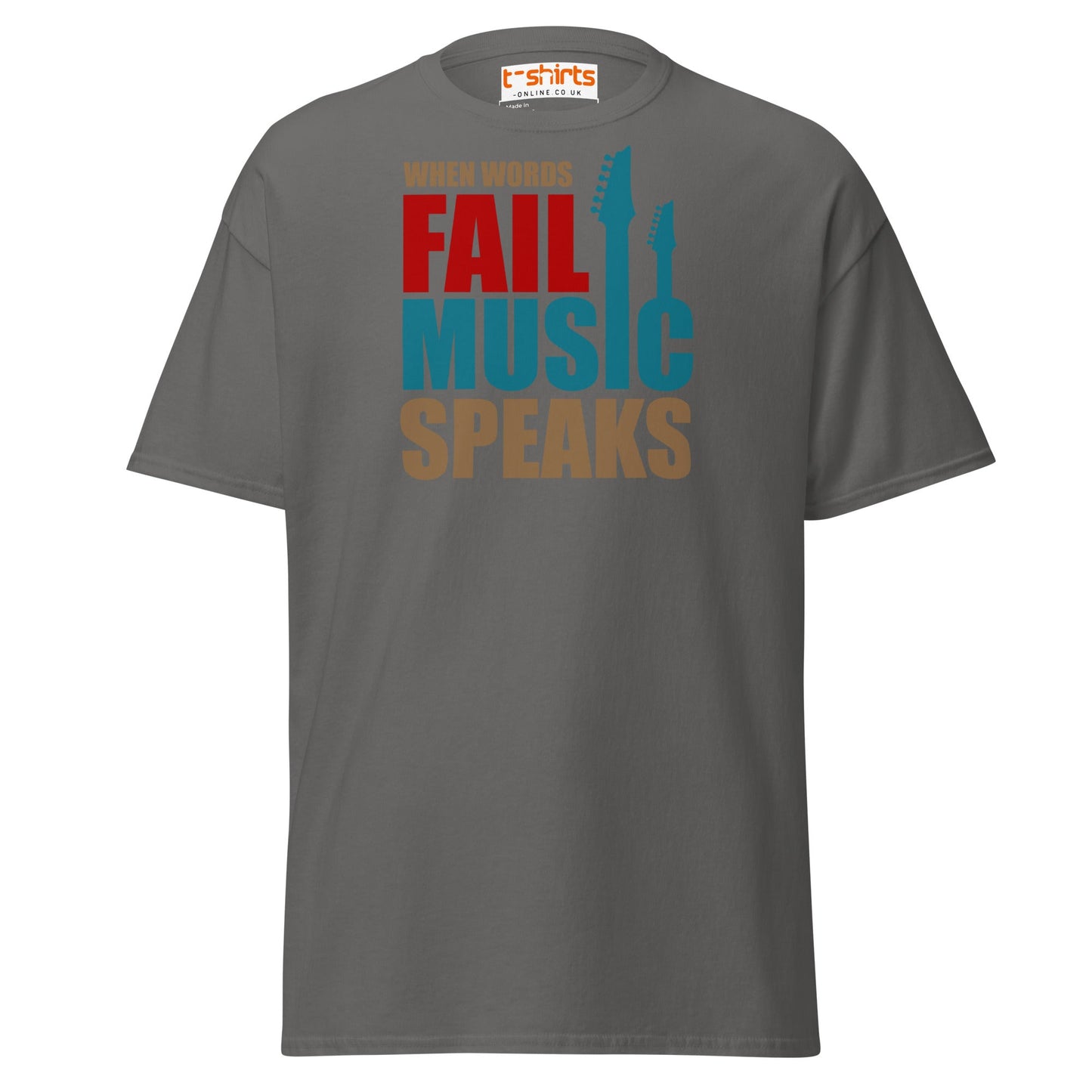 When Words Fail Music Speaks T-Shirt | Music Lover Tee - Charcoal - T-Shirts Online