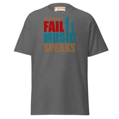 When Words Fail Music Speaks T-Shirt | Music Lover Tee - Charcoal - T-Shirts Online