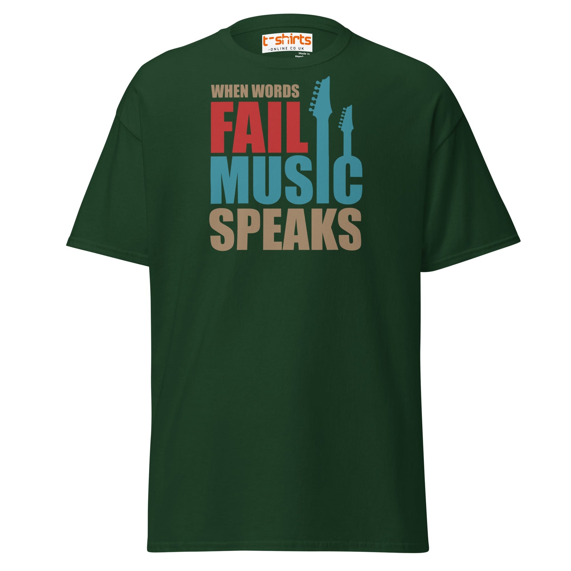 When Words Fail Music Speaks T-Shirt | Music Lover Tee - Forest Green - T-Shirts Online