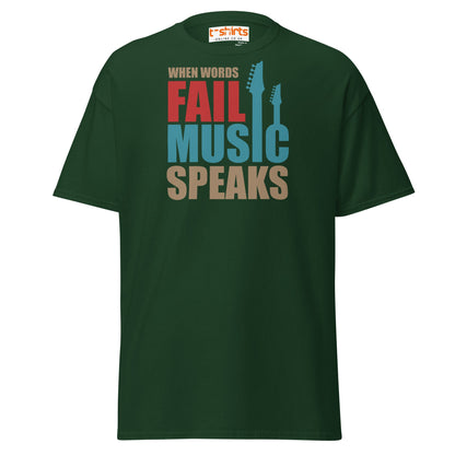 When Words Fail Music Speaks T-Shirt | Music Lover Tee - Forest Green - T-Shirts Online