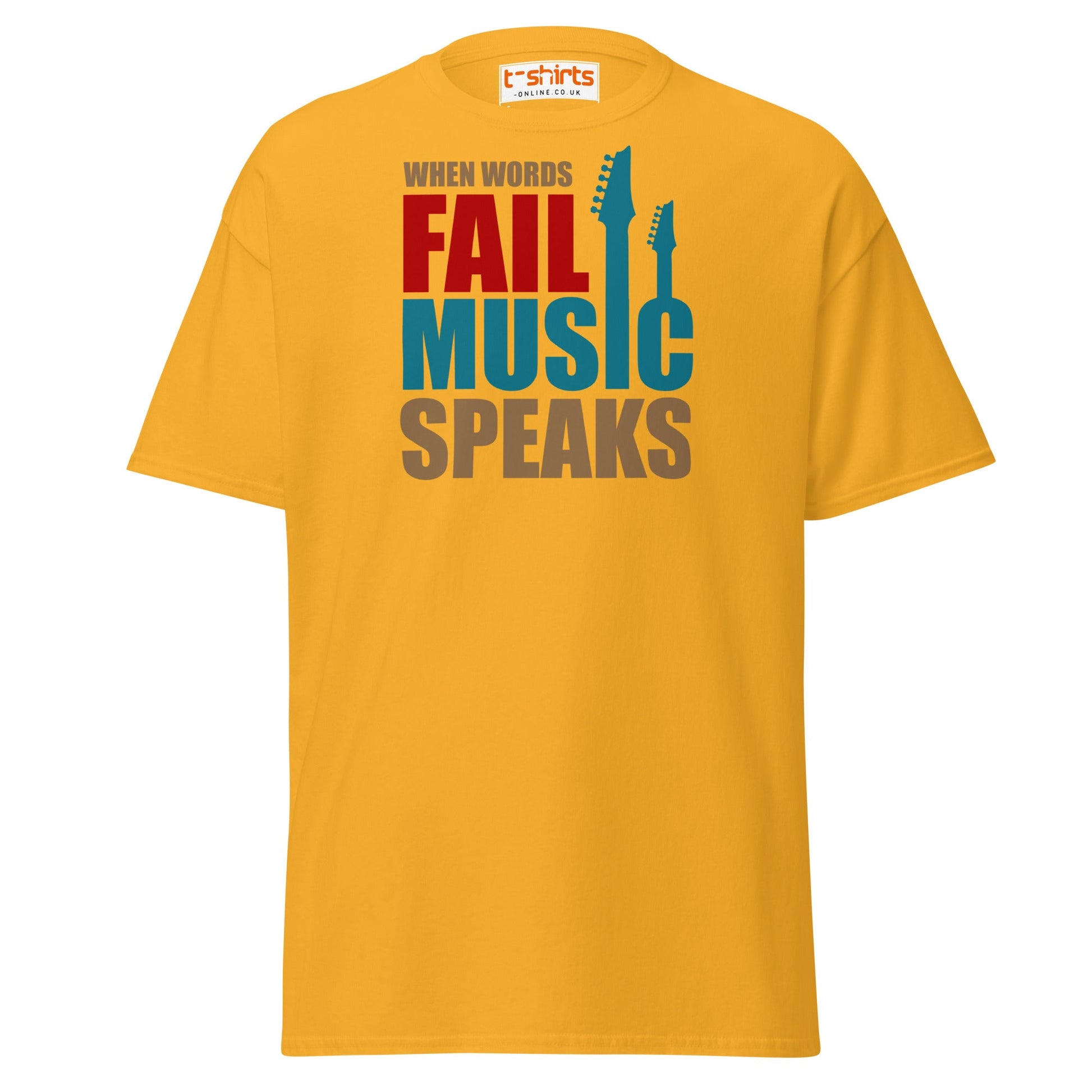 When Words Fail Music Speaks T-Shirt | Music Lover Tee - Gold - T-Shirts Online