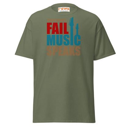 When Words Fail Music Speaks T-Shirt | Music Lover Tee - Military Green - T-Shirts Online