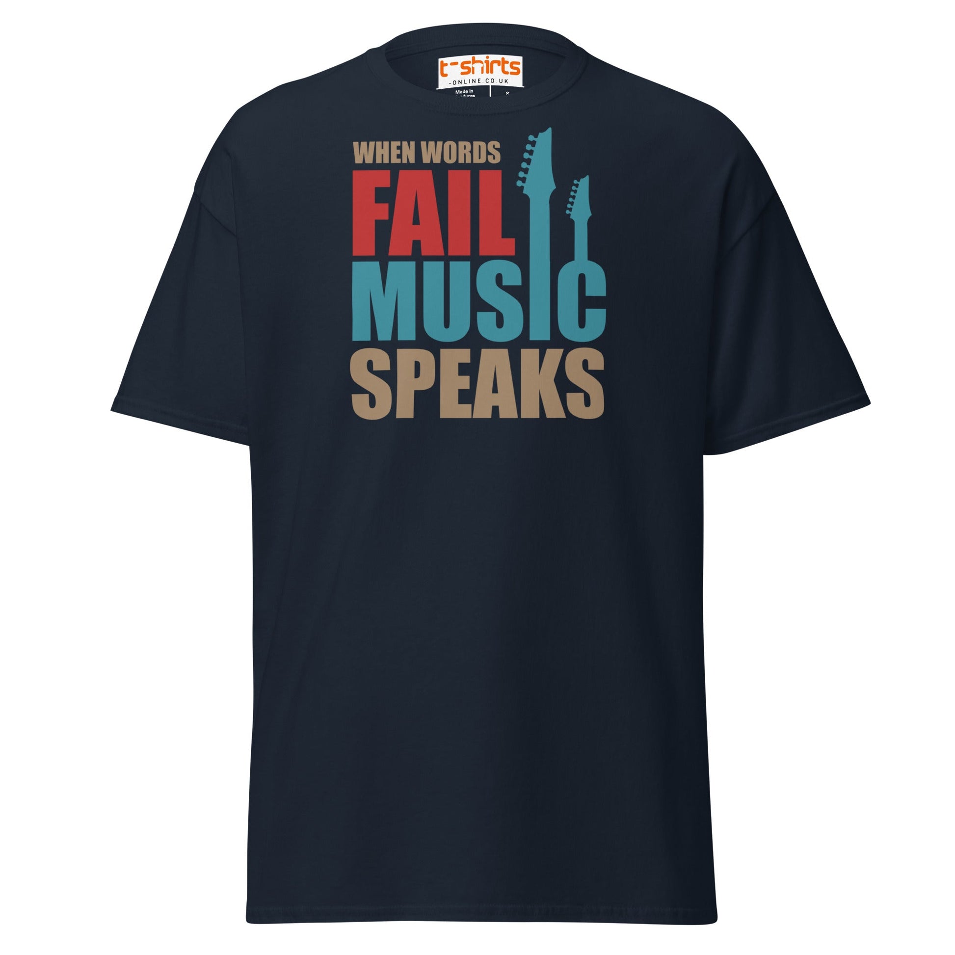 When Words Fail Music Speaks T-Shirt | Music Lover Tee - Navy - T-Shirts Online