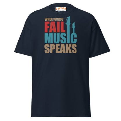 When Words Fail Music Speaks T-Shirt | Music Lover Tee - Navy - T-Shirts Online