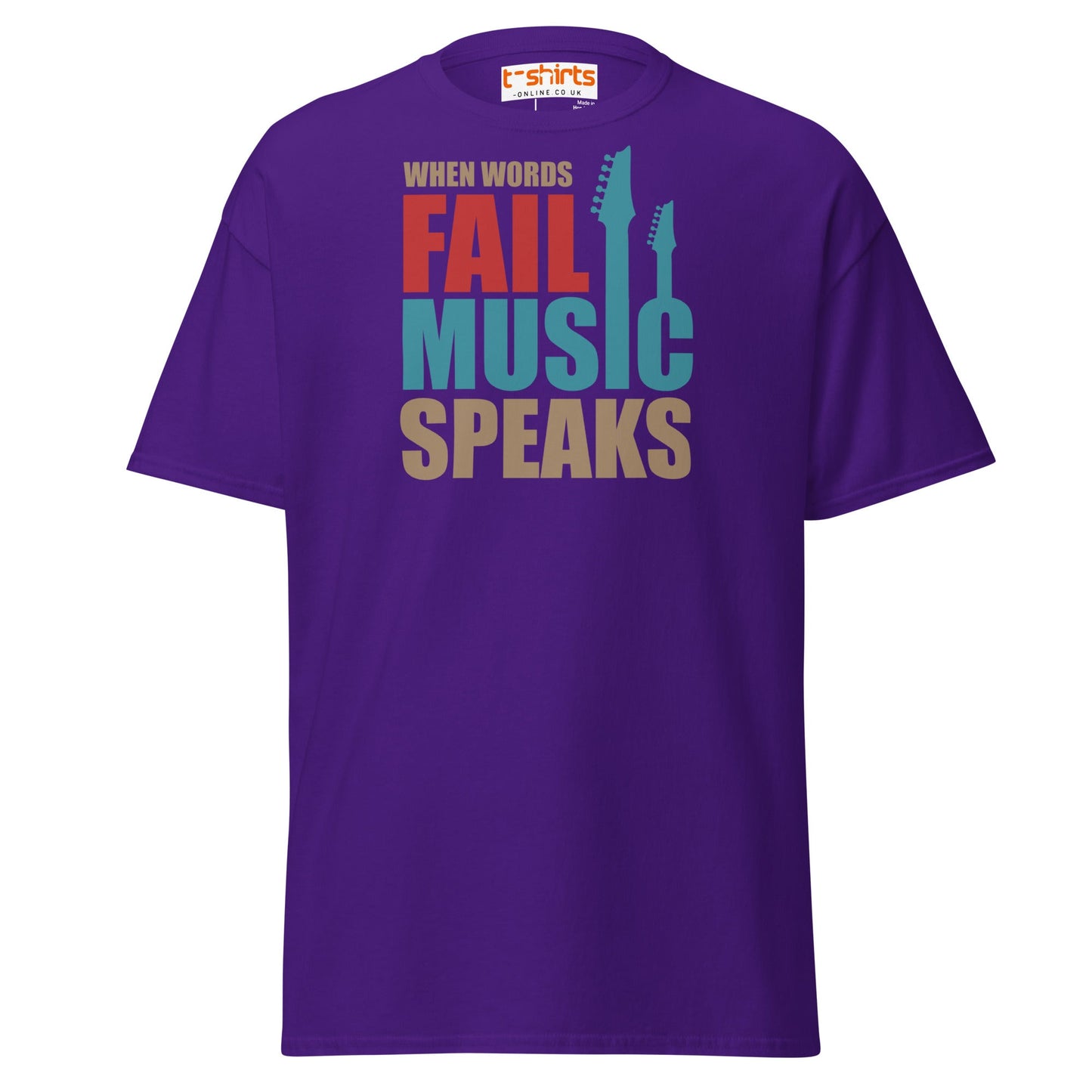 When Words Fail Music Speaks T-Shirt | Music Lover Tee - Purple - T-Shirts Online