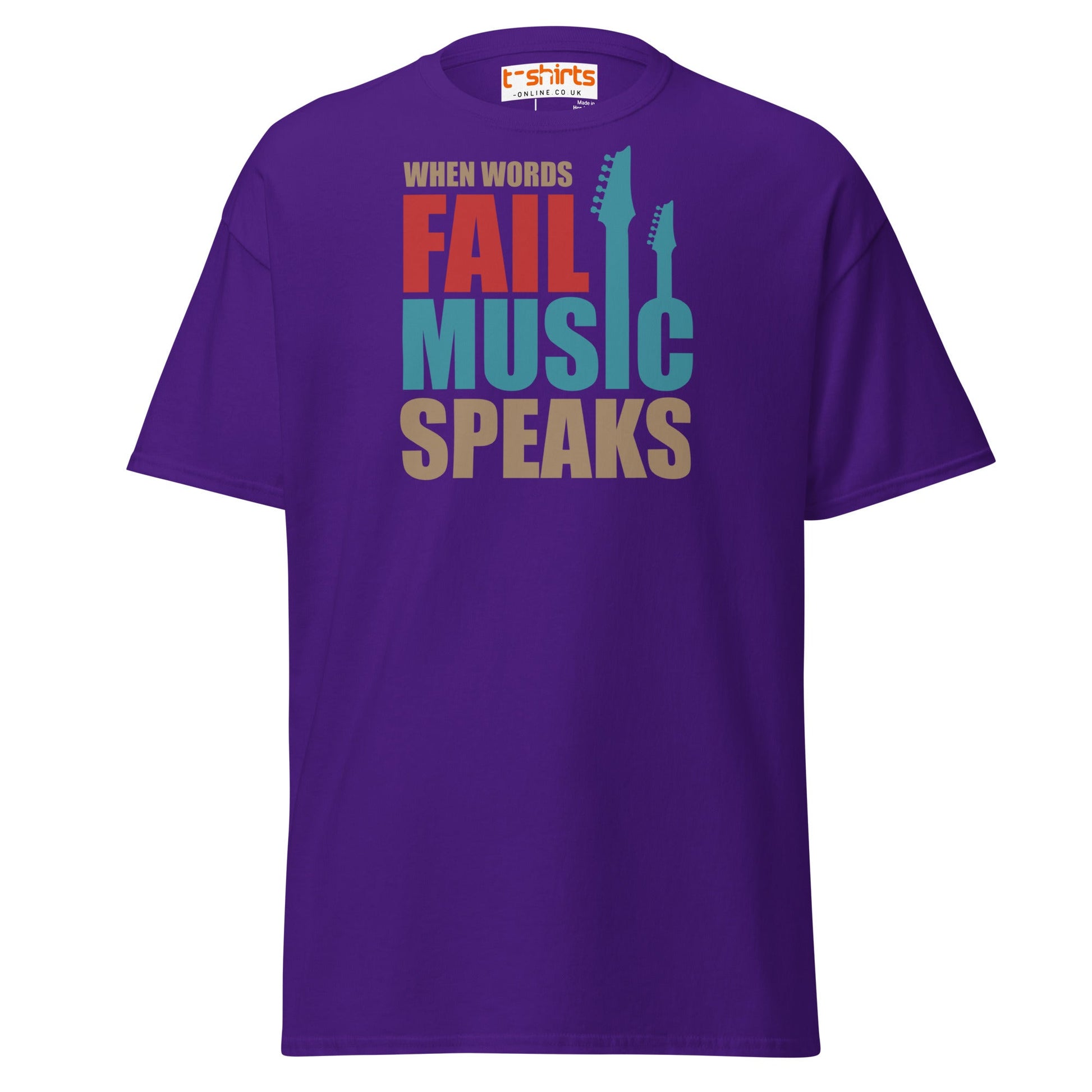 When Words Fail Music Speaks T-Shirt | Music Lover Tee - Purple - T-Shirts Online
