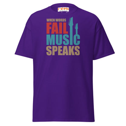 When Words Fail Music Speaks T-Shirt | Music Lover Tee - Purple - T-Shirts Online