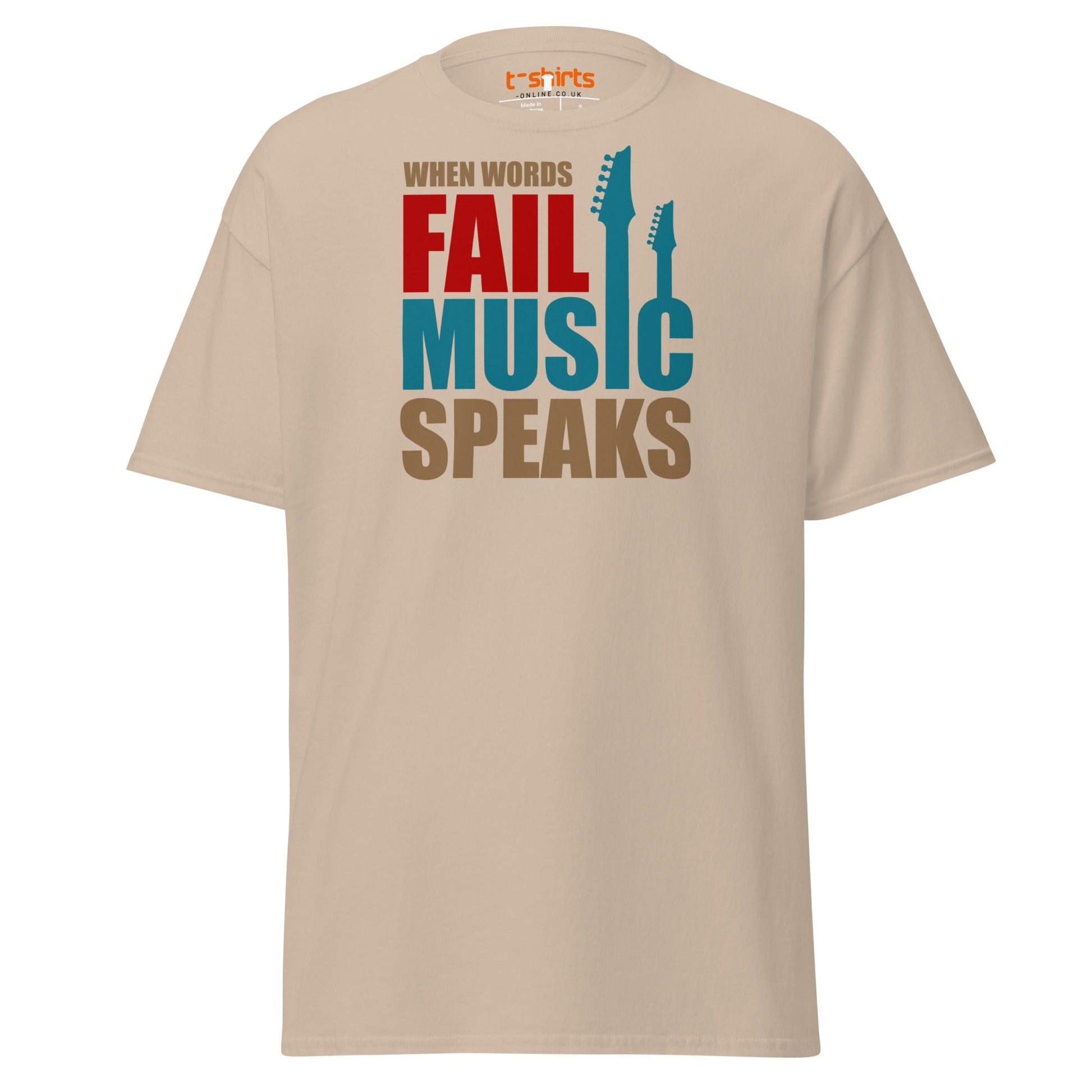 When Words Fail Music Speaks T-Shirt | Music Lover Tee - Sand - T-Shirts Online