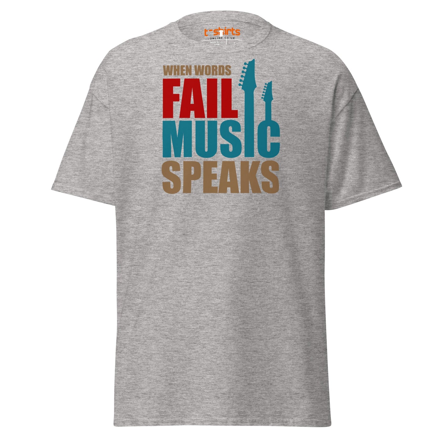 When Words Fail Music Speaks T-Shirt | Music Lover Tee - Sport Grey - T-Shirts Online
