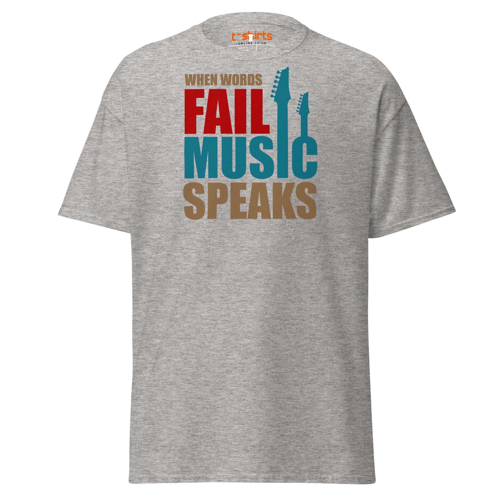 When Words Fail Music Speaks T-Shirt | Music Lover Tee - Sport Grey - T-Shirts Online