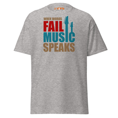 When Words Fail Music Speaks T-Shirt | Music Lover Tee - Sport Grey - T-Shirts Online