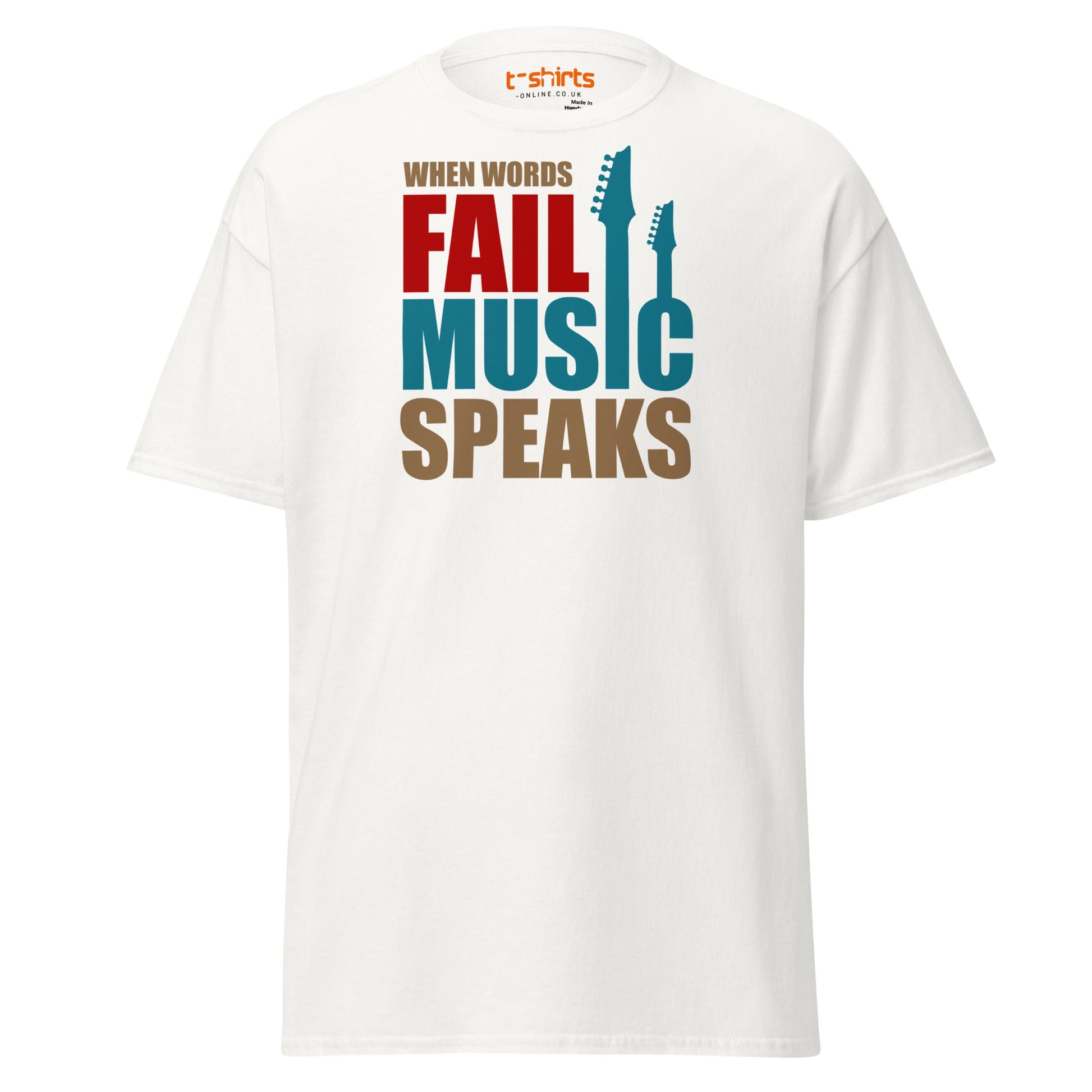 When Words Fail Music Speaks T-Shirt | Music Lover Tee - White - T-Shirts Online