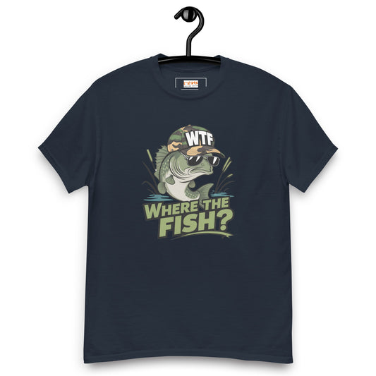 Where the Fish T-Shirt | Fishing T-Shirt - Navy - T-Shirts Online