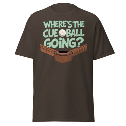 Where’s The Cue Ball Going? | Funny Snooker & Pool T-Shirt - Dark Chocolate - T-Shirts Online
