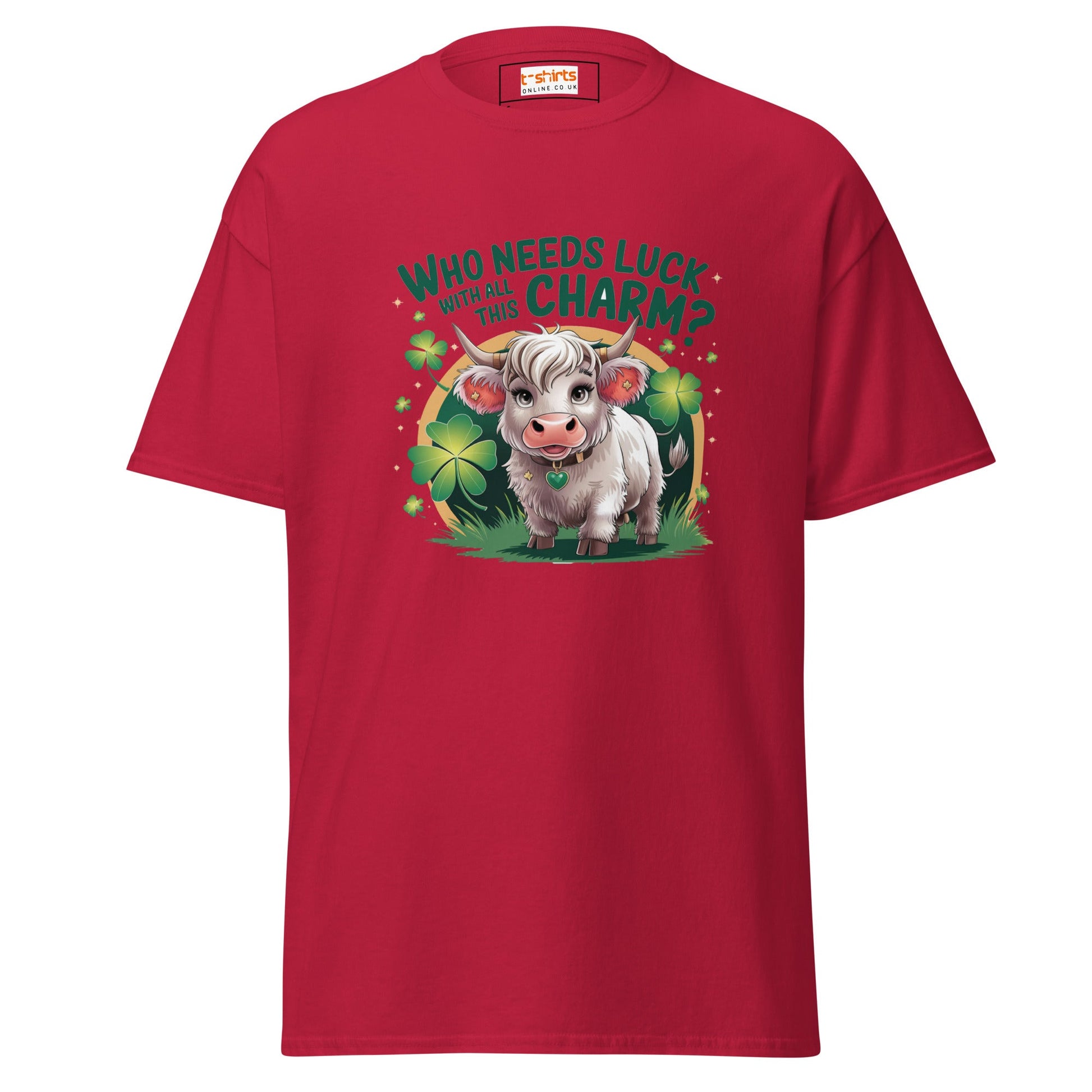 Who Needs Luck | Highland Cow T-Shirt - Cardinal - T-Shirts Online